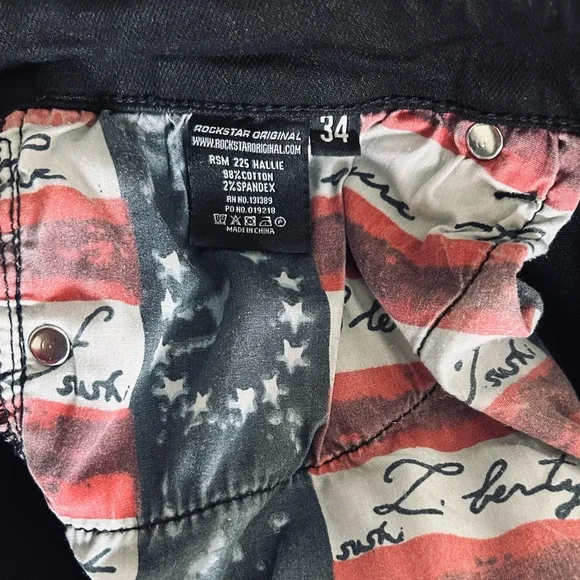 Rockstar Originals Jean Mens 34x46 Black Bootcut Flared Distressed Detailing - Picture 8 of 13